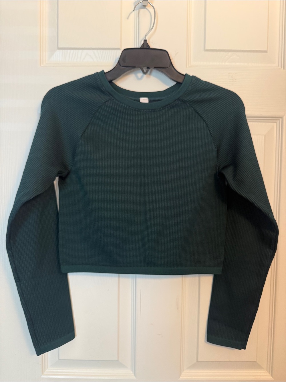 aerie Forest Green Waffle Knit Crop Sweatshirt